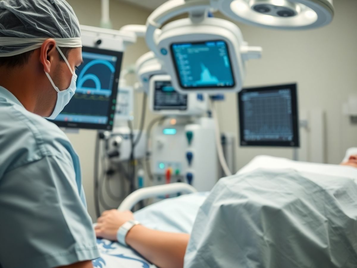 Cameră medicală cu un profesionist și pacient în terapie intensivă.