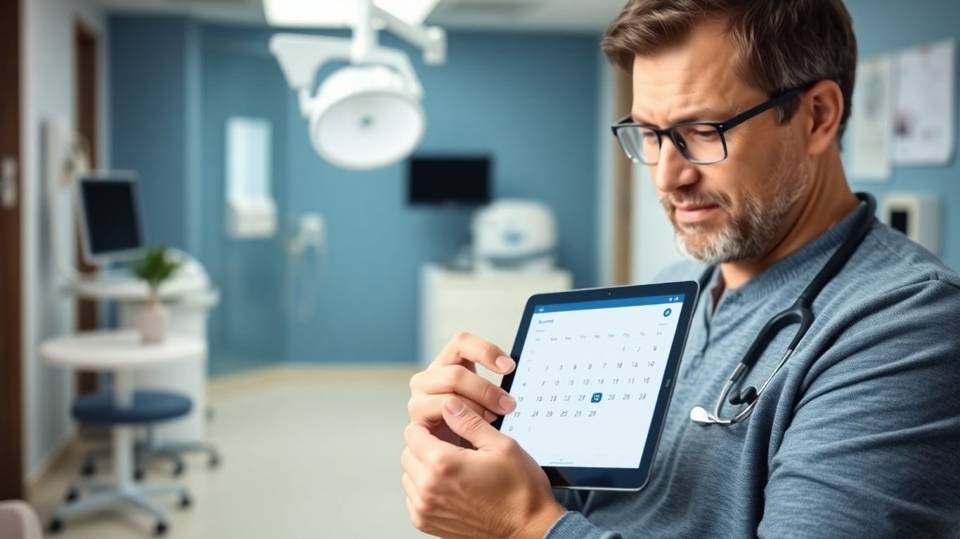 Pacient programând o vizită la medicul specialist.
